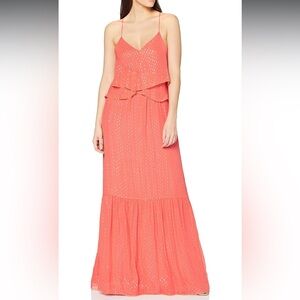 NWT Intropia Coral and Gold Maxi Dress